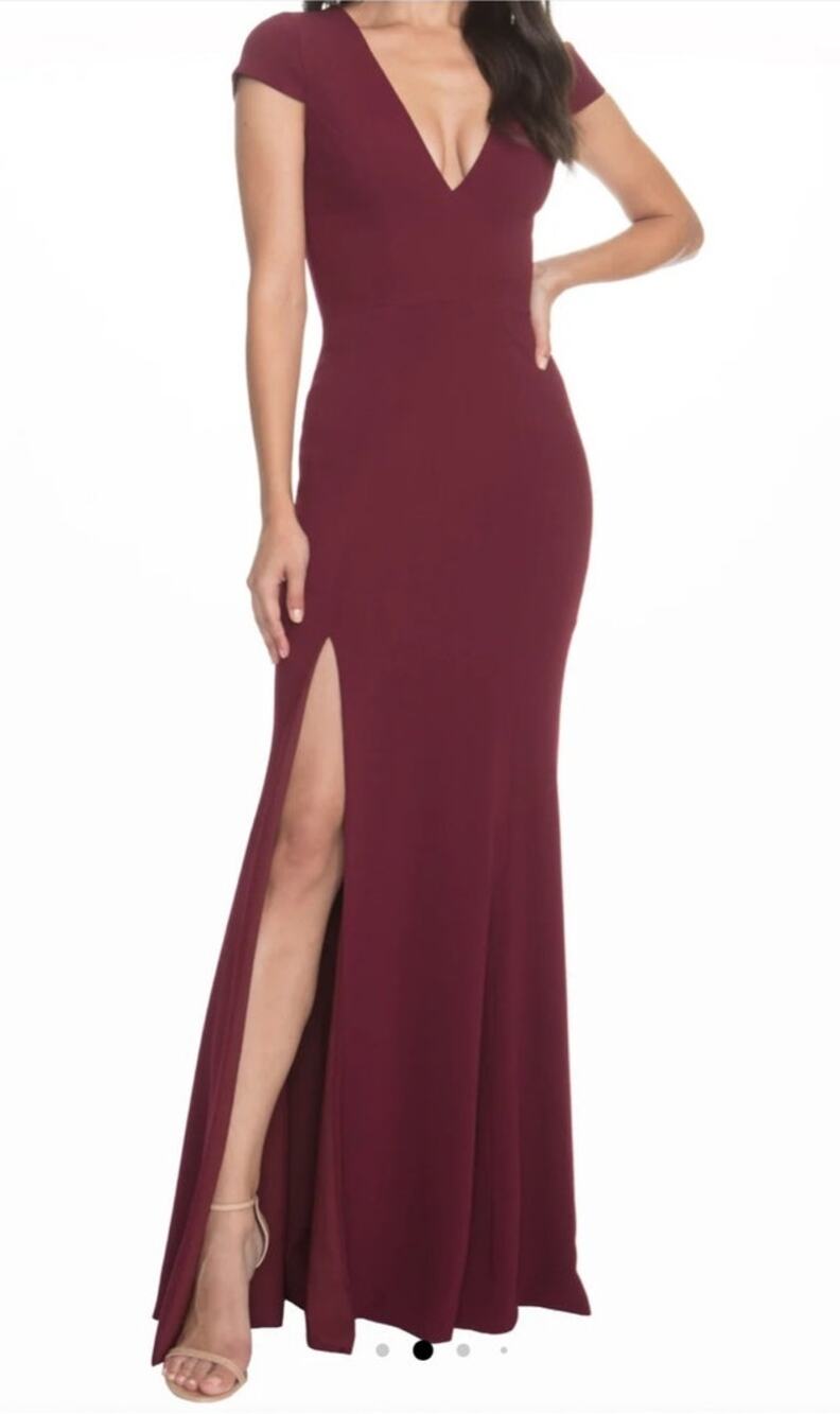 Dress The Population Karla Burgundy Gown Formal Evening Dress XXS NWT